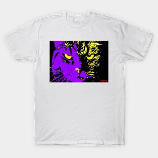 ANGRY CAT POP ART - VIOLET YELLOW BLACK T-Shirt